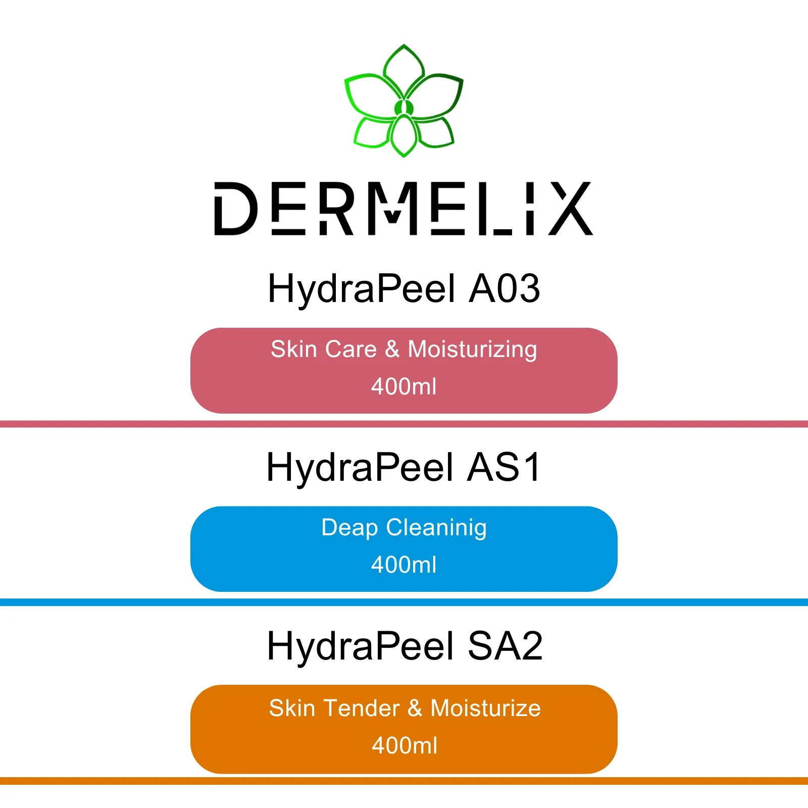 Dermelix HydraPeel Set AS1, SA2 en A03